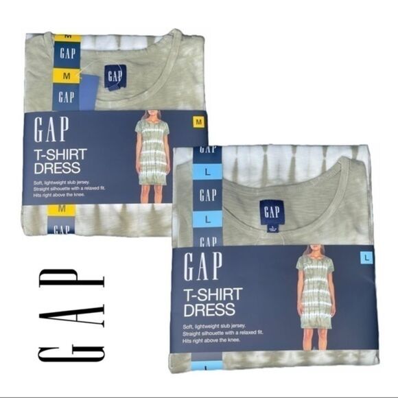 Gap T-Shirt‎ Dress Olive Stripe Tie Dye (W35) - Picture 2 of 2